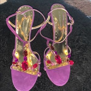 🔥BCBG jeweled high hell sandals. Worn once